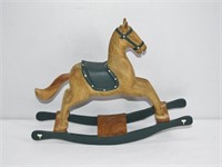 Hand Painted Wooden Rocking Horse Figurine 8"