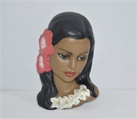 Plastic Hawaiian Head Bust 9"h