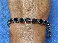 Sterling silver dark green tennis bracelet