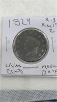1824 Large Cent medium date