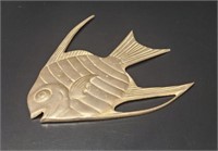 Solid Brass Fish Wall Plaque vtg