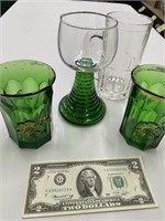Vintage Green Glasses, Goblet