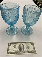 Beautiful Baby Blue Goblets with Ornate Design