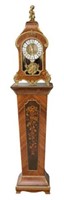Tiffany Italy Inlaid Wood Cherub Clock w/Pedestal.