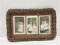 Antique Wicker & Wood Frame 7 x 11"