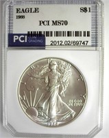 1988 Silver Eagle MS70 LISTS FOR $2350