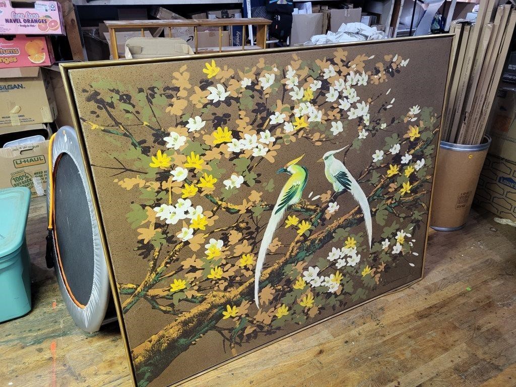 LARGE Birds on Branch Art on Canvas - Note