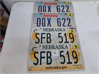 2 Sets of Nebraska License Plates