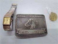 Broadview Rodeo Belt Buckle, Watch, Lapel Pin