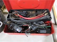 METAL TOOL BOX WITH BUNGEE & ELECTRIC CORDS