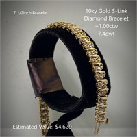 10kt Diamond S-Link Bracelet, ~1.00ctw, 7.4dwt