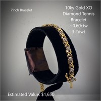 10kt Diamond OX Tennis Bracelet, ~0.60ctw, 3.2dwt