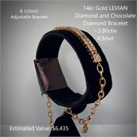 14kt LEVIAN Diamond & Chocolated Diamond Bracelet