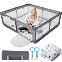 Extra Large Baby Playpen with Mat  59x71  Grey