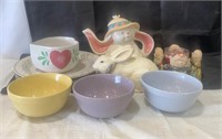 Bunny Tea Pot & Sango Kitchen Dishes