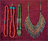 Grouping of Egyptian Revival Beaded Necklaces