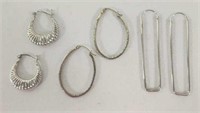 3 pair .925 silver hoop earrings