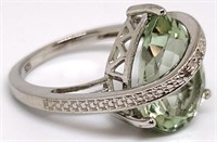Green Amethyst Sterling Silver Ring