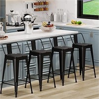 Aklaus Metal Bar Stools Set of 4 Counter Height S