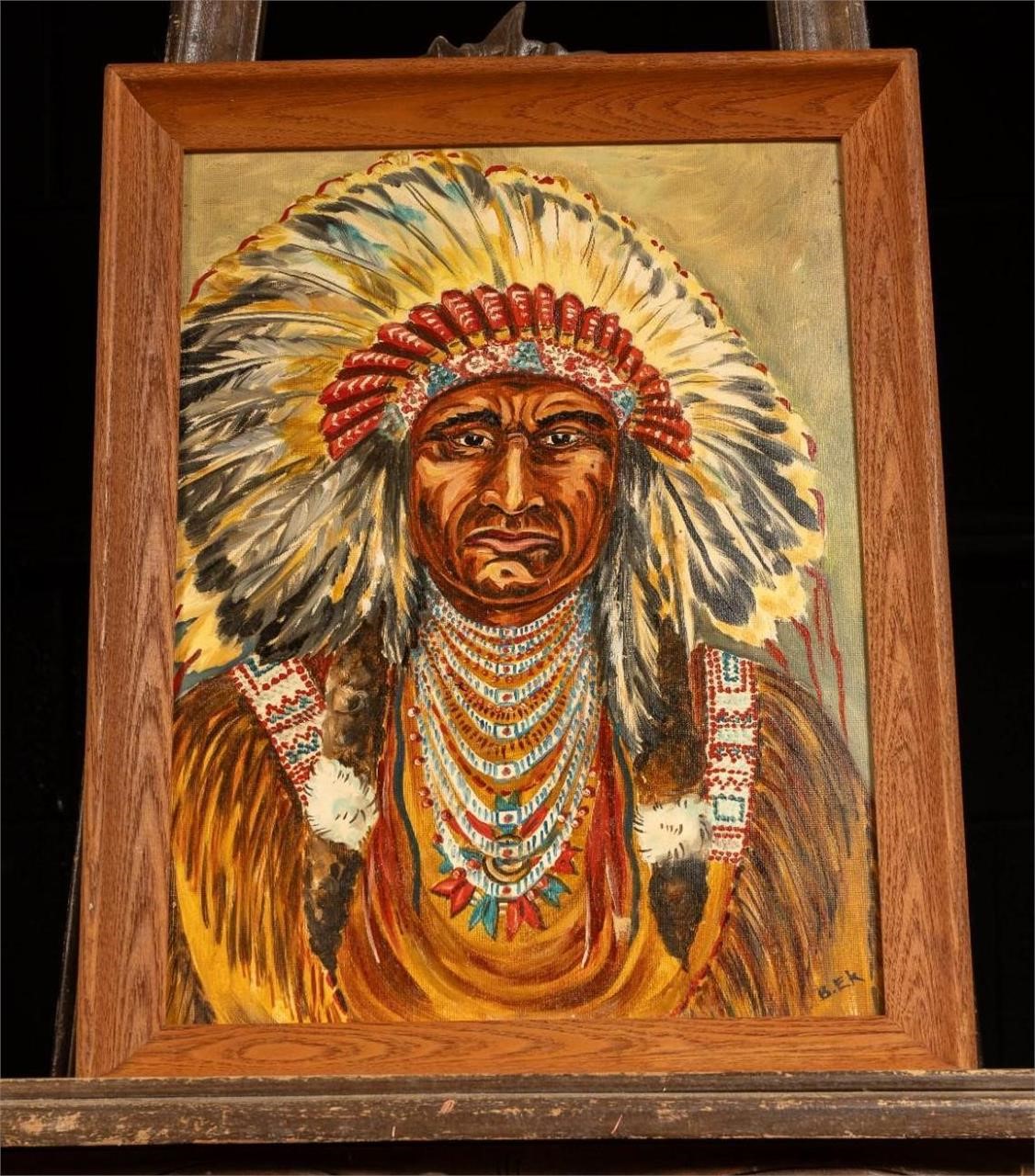 Chief Joseph, Nez Perce Tribe, Oil on Board