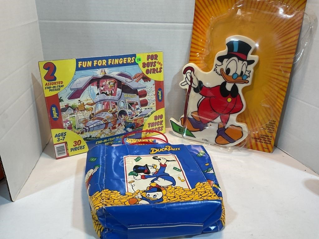 Disney character, lamp puzzle, and uncle Scrooge