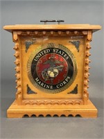 U.S.M.C. clock in wood frame