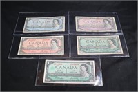 1951 series 1-2-5-10 dollar bills + centennial