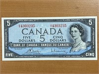 1954 Cdn $5 Bill- New Condition -Rare