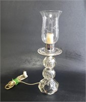 Vtg Crystal Candle Table Lamp Hurricane