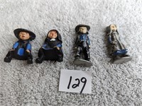 4 Cast Iron Amish Figurines