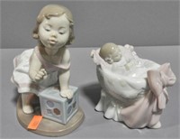 Two Lladro Figurines: 1996 Girl with box.