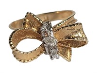 14K Gold Bow Diamond Ring