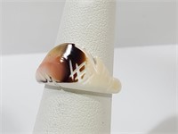 Hand Carved Seashell Ring Size 4.5