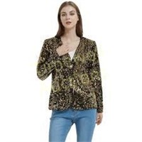 Feinuhan Women's Sequin Blazer  Gold  XXL