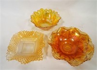 Peach Marigold Indiana Glass Iridescent Serving