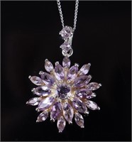 LARGE TANZANITE STERLING SILVER LADIES NECKLACE