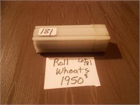 Roll of 1950s Wheat Pennies