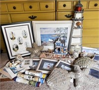 Seashells, Lighthouse Shelf, Nautical Wall Art