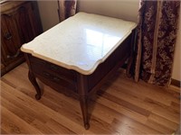 French Provincial Scalloped Marble Top Table