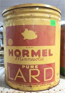 Large Vintage Hormel Lard Tin
