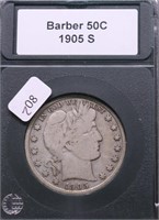 1905 S BARBER HALF DOLLAR F