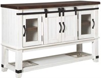 Ashley Valebeck Dining Room Server, White/Brown