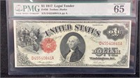 Currency: PMG GEM UNC 65 1917 $1 United States