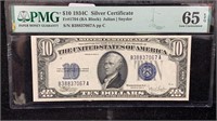 Currency: PMG GEM UNC 65 EPQ 1934-C $10 Silver