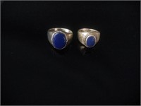 (2) Sterling Silver and Lapis Rings