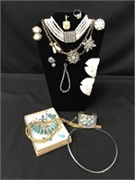 Lot Turquoise Sterling/Silvertone/Goldtone