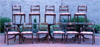 Mahogany banquet table and chairs.