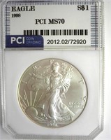 1998 Silver Eagle MS70 LISTS $1700