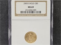 2005 Eagle Gold $5 Coin   MS 69