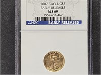 2007 Eagle Gold $5 Coin Early Releases  MS 69